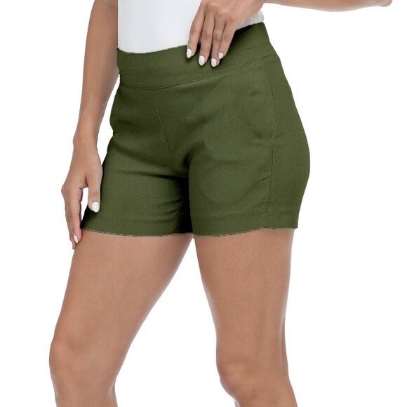 Women's Solid Soft Stretch Pull On Comfy Summer Active Millennium Style Shorts - Picture 4 of 14